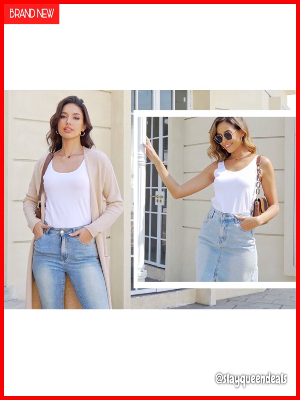 Extra Long Stretchy Sleeveless Cotton Blend Tank Camisole Layering Undershirt - Picture 6 of 6